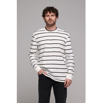 Bluza de bumbac cu dungi - Alb/Negru