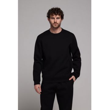 Bluza de trening uni cu decolteu la baza gatului - Negru