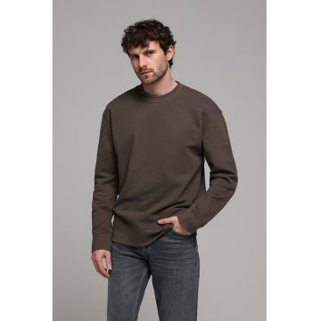 Bluza de trening uni din bumbac - Maro inchis