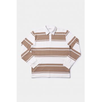 Bluza polo cu dungi - Alb/Bej