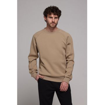 Bluza regular fit uni de trening - Maro nisip