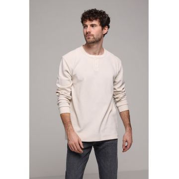 Bluza texturata din bumbac - Alb fildes