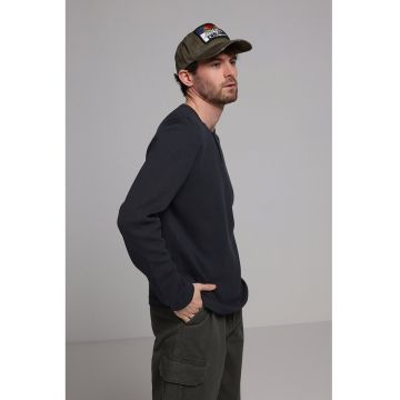 Bluza texturata din bumbac - Gri antracit