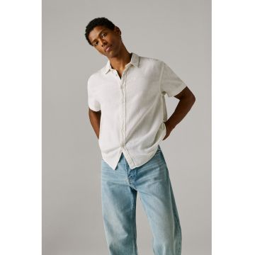 Camasa din amestec de in cu maneci scurte - Alb