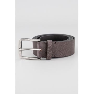 Curea lata de piele cu catarama metalica - Gri inchis