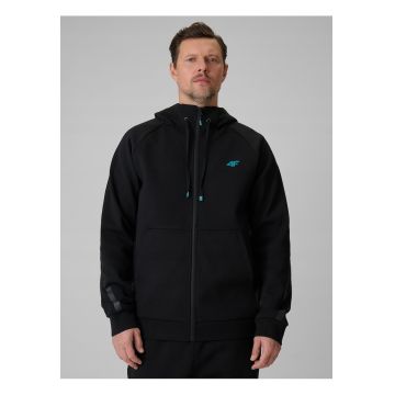 Hanorac barbati  negru - din bumbac - cu fermoar gluga - Negru