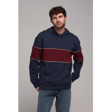 Hanorac cu maneci lungi si dungi - Visiniu/Bleumarin