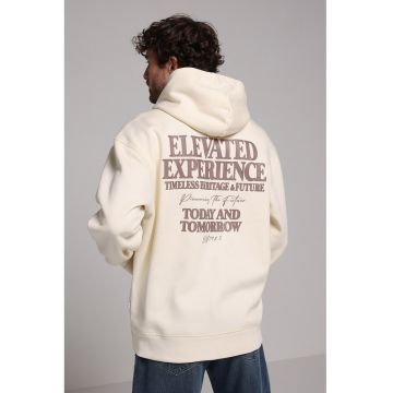 Hanorac din amestec de bumbac cu imprimeu pe spate - Crem