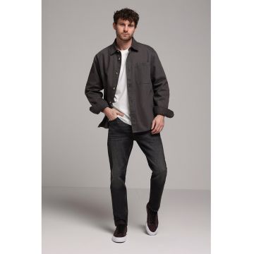Jacheta-camasa de denim cu buzunar pe piept - Gri antracit