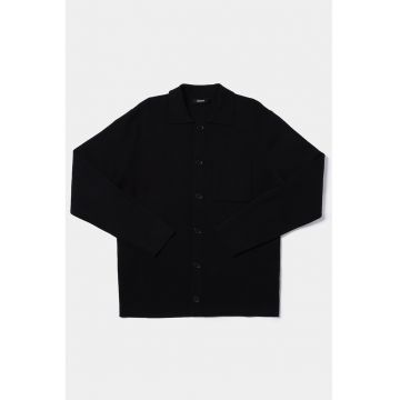 Jacheta-camasa regular-fit cu model uni - Negru