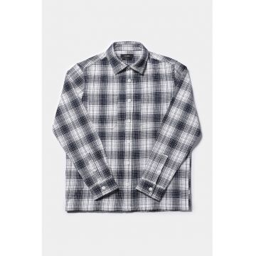 Jacheta-camasa regular fit in carouri - Alb/Albastru ultramarin