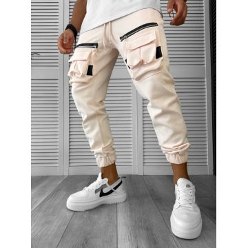 Pantaloni de trening cargo  roz  conici cu mic defect DEFY256 P18-2.3