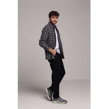 Pantaloni drepti cu talie elastica - Negru