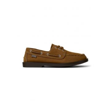 Pantofi barcuta din piele nabuc Don - Caramel