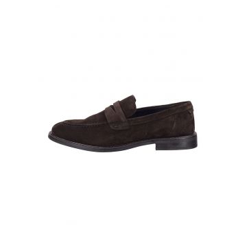 Pantofi loafer din piele intoarsa Lozham - Maro inchis