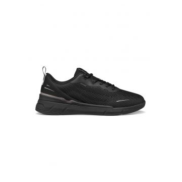 Pantofi sport Vittour din piele ecologica cu logo - Negru