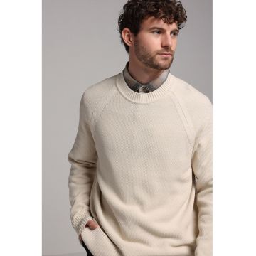 Pulover cu decolteu rotund - Alb fildes