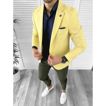 Sacou barbati slim fit galben  CU MICDEFECT DEF10269 P20-3.2