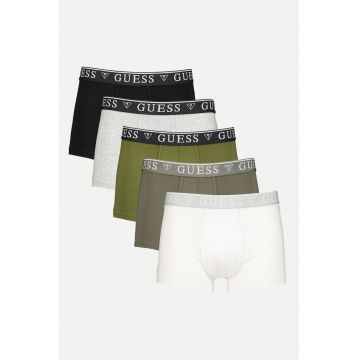 Set de boxeri cu banda elastica in talie - 5 Perechi - Negru/Kaki inchis/Alb optic