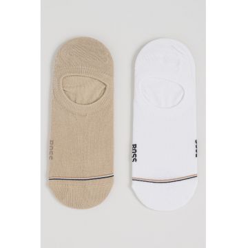 Set de sosete foarte scurte Iconic - 2 perechi - Alb/Kaki