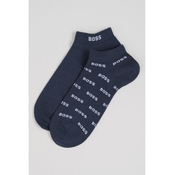 Set de sosete pana la glezna cu imprimeu logo - 2 perechi - Alb/Albastru ultramarin