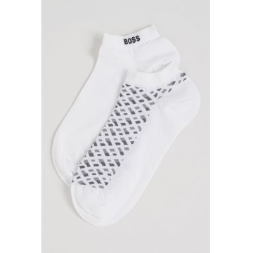 Set de sosete pana la glezna cu model - 2 perechi - Alb/Negru