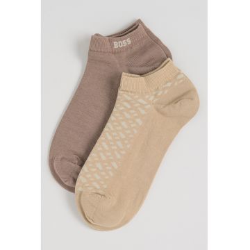 Set de sosete pana la glezna cu model - 2 perechi - Maro