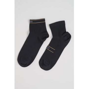 Set de sosete scurte cu imprimeu logo - 2 perechi - Negru/Maro