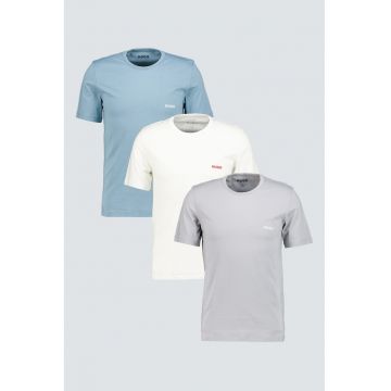 Set de tricouri de casa din bumbac- 3 piese - Alb/Gri/Albastru