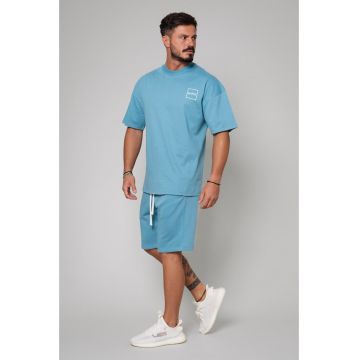 Set LeClub tricou oversized si pantalon scurt Storm Blue 11067 - Storm Blue