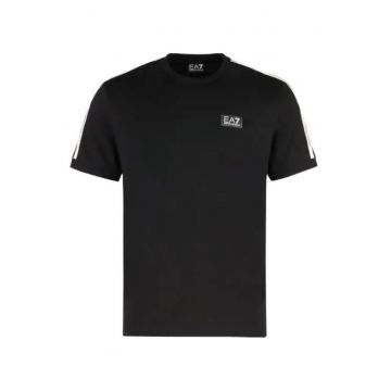 Tricou barbati  TRAIN LOGO SERIES M TAPE TEE SS CO - Bumbac - Negru - Negru