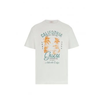 Tricou cu imprimeu logo - Portocaliu/Verde deschis/Alb murdar