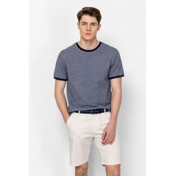 Tricou din bumbac cu decolteu la baza gatului Manifest - Alb/Bleumarin