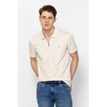Tricou din bumbac cu guler polo Dellis - Bej deschis