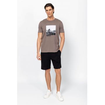 Tricou din bumbac cu imprimeu foto Magento - Alb/Negru/Maro taupe