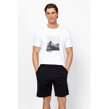 Tricou din bumbac cu imprimeu foto Magento - Alb/Negru