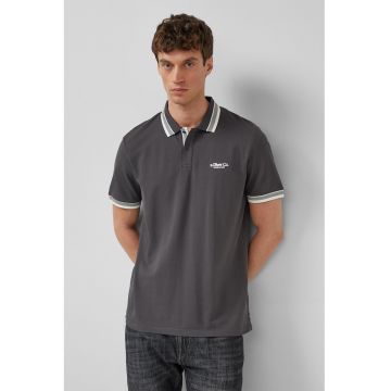 Tricou polo cu logo - Alb/Gri inchis