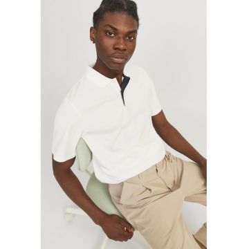 Tricou polo din amestec de bumbac organic - Alb