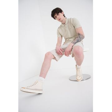 Tricou polo slim fit cu logo grafic - Verde deschis