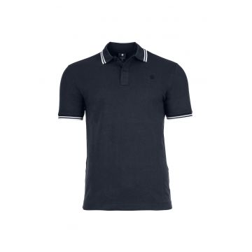 Tricou polo slim fit Dunda - Alb/Albastru ultramarin