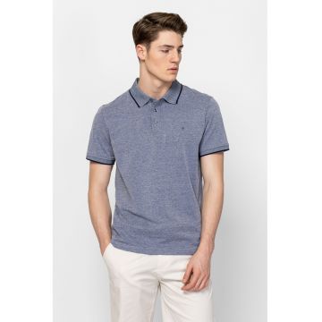 Tricou regular fit cu guler polo Dean - Albastru melange