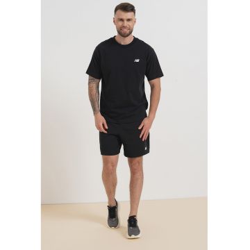 Tricou relaxed fit cu decolteu la baza gatului - Negru