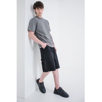 Tricou relaxed fit de bumbac Dapolino - Gri inchis