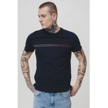 Tricou slim fit din bumbac. - Albastru ultramarin