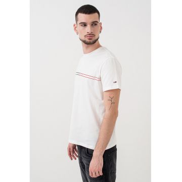 Tricou slim fit din bumbac. - Rosu/Alb optic