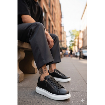 Adidasi barbati casual  negri cu alb K05 N10-3