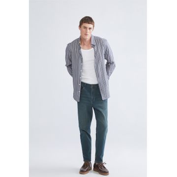 Blugi conici cu talie medie - Albastru petrol