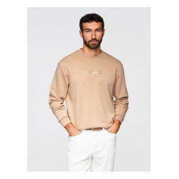 Bluza cu imprimeu lucios pe piept  OM-SNBC-0199 - Bej