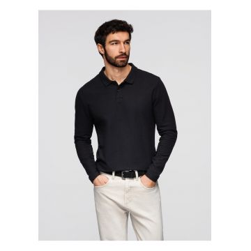 Bluza longsleeve cu guler polo  OM-POBL-0162 - Negru