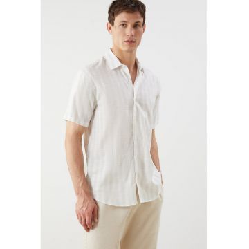 Camasa de bumbac cu dungi - Alb murdar/Crem
